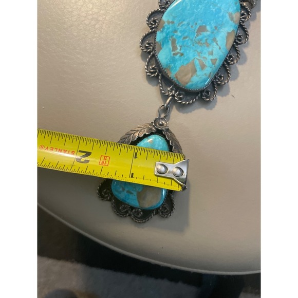 ONE OF THE MOST LUXURIOUS VINTAGE NATIVE AMERICAN NAVAJO TURQUOISE STERLING SILV - Picture 10 of 13